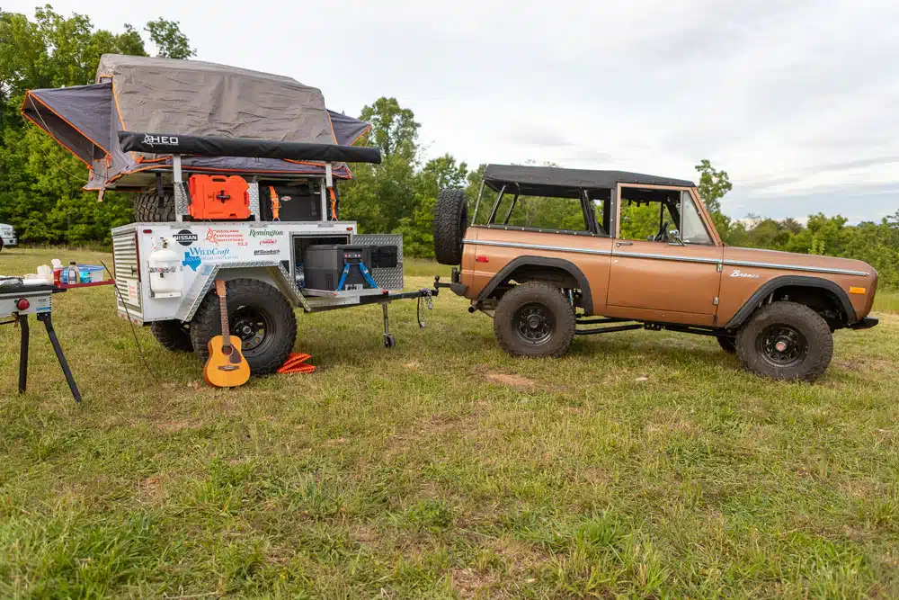 Overlanding Trailer Pulled by an Early Bronco