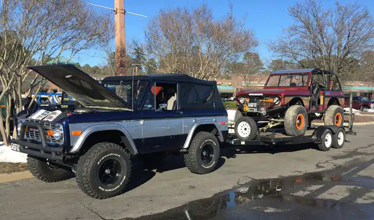 Classic Ford Bronco Towing another Bronco