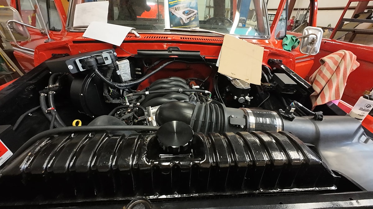 7.3 Godzilla Being Installed in a 70s Ford F250